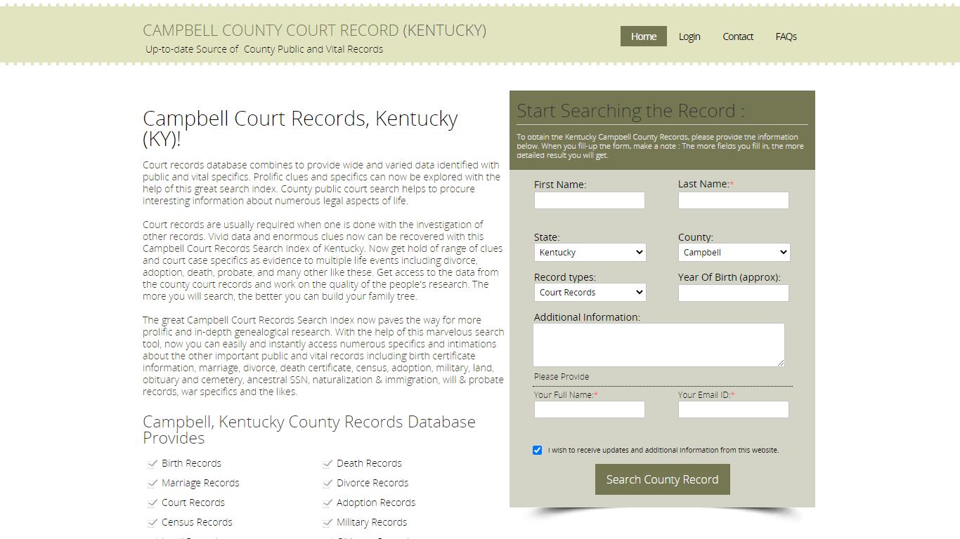 Campbell County, Kentucky Public Court Records Index